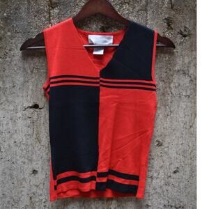 Kenneth Miller Red & Black Colorblock Sleeveless Knit Top Women’s Small